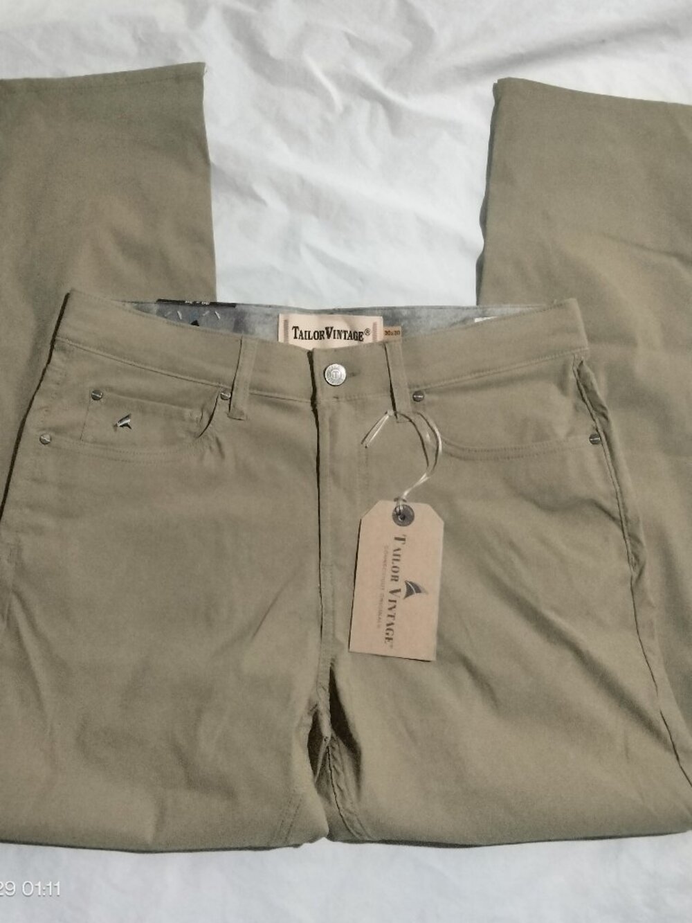 Tailor Vintage Men’s Connecticut Originals Canaan Slim Tech Pants Khaki 30x30 (3
